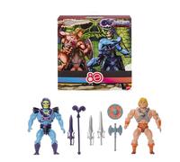 Les Maîtres de l’Univers Coffret de 2 Figurines Origins rétro Musclor et Skeletor, 80 ans de Mattel, mouvement de rotation et de frappe, figurines de 14 cm et accessoires, JFX04
