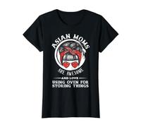 Les Mamans asiatiques sont géniales et adorent Utiliser Le Four pour Ranger des Choses T-Shirt Graphique avec Valeur, Femme, Noir, XL