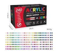 Les marqueurs à pointe pinceau en acrylique sont dotés d'une encre permanente non toxique avec une pointe ultra douce. Idéal pour peindre sur pierre, disponible en 240 couleurs vives. XXXS