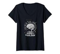 Les mathématiques sont Difficiles, mais Vous Aussi Inspirer Le Pouvoir cérébral T-Shirt avec Col en V, Femme, Noir, L