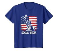 Les médias Sociaux de Old Glory's T-Shirt, Enfant, Bleu Royal, 12 Ans