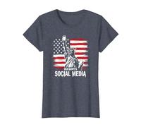 Les médias Sociaux de Old Glory's T-Shirt, Femme, Bleu Chiné, XS