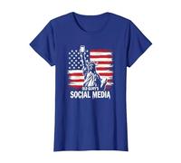 Les médias Sociaux de Old Glory's T-Shirt, Femme, Bleu Royal, XS