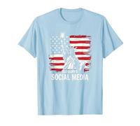 Les médias Sociaux de Old Glory's T-Shirt, Homme, Bleu Céleste, M