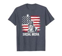 Les médias Sociaux de Old Glory's T-Shirt, Homme, Bleu Chiné, L