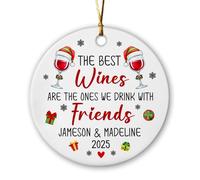 Les Meilleurs Vins, Mes Amis Ornement Suspendu avec Ficelle Décoration De Noël A Suspendre Décoratifs Pendentif De Noël pour Jardin Mariage Festival