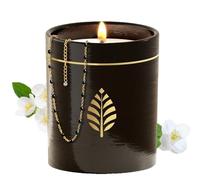 Les Merveilleuses | Bougie Bijou | Parfum Fleur de Thé | Céramique Noir | Collier Perles Noires Plaqué Or 18 Carats | Cire de Colza 100% Naturelle | Cadeau Femme | Made in France | 466g