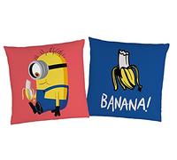 LES MINIONS BANANA Coussin | 100% Polyester | OEKO-TEX | 40x40 cm | Imprimé Mixte | Jaune