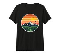 Les Montagnes au Coucher du Soleil dans la forêt sur Le lac Nature Berg T-Shirt Haut de Gamme