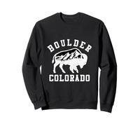 Les Montagnes du Colorado à l'intérieur d'une Silhouette de Bison Boulder Vintage Sweatshirt