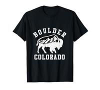 Les Montagnes du Colorado à l'intérieur d'une Silhouette de Bison Boulder Vintage T-Shirt
