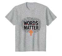 Les Mots comptent : Lutte Contre Le harcèlement, empathie, Amour, Respect, gentillesse T-Shirt, Enfant, Gris Chiné, 12 Ans