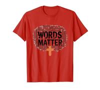 Les Mots comptent : Lutte Contre Le harcèlement, empathie, Amour, Respect, gentillesse T-Shirt, Homme, Rouge, L