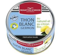 LES MOUETTES D'ARVOR - Thon Blanc Germon Bio au Citron Savoureux et Authentique, 160g - Lot de 3