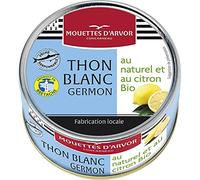 LES MOUETTES D'ARVOR: Thon Blanc Germon Citronné BIO, Saveur Naturelle et Équilibrée, 160g - Savoureux et Sain, Idéal pour une Alimentation É - Le Lot De 3