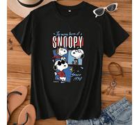 Les multiples visages de Snoopy depuis le T-shirt Snoopy en tricot basique mignon à manches courtes pour femmes L,M,S,XL,XXLHalloweenTissu tricoté
