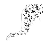 les notes de musique tourbillonnent Stickers muraux 67.2x67.7cm Installation facile Noir