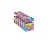 Post-it Note adhésive 654SE24P Super Sticky 76x76 mm, 90 f. bloc, Pack 24 – orange/vert/rose/bleu