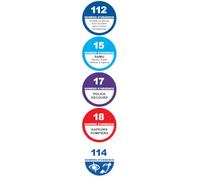 Les numéros Français d'appel d'urgence - 5 unités x 3.2cm - Autocollant/Sticker