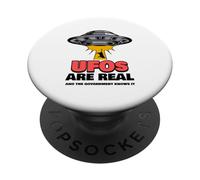 Les OVNIS sont réels (Graphique OVNI Alien Amusant) PopSockets PopGrip Adhésif