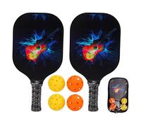 Les pagaies Professionnelles de Pickleball Set 2 Raquettes en Fibre de Verre Premium 4 balles de Rebond Hautes 1 Sac de Transport pour Les matchs en Famille d'entraînement Sportif