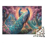 Les paons Avant Le château enchanté Thousand Pieces Jigsaw Puzzle Faune Sauvage Whole Family Cadeau D’Anniversaire Évasion Quotidienne Décoration De Salon Jeu Stimulant 38x26cm/1000pcs