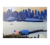 Les Paquebots Transatlantiques Queen Mary 2 Et Queen Elizabeth 2 dans Le Port De L'Hudson River, New York, États-Unis - Premium 1000 Pièces Puzzle - Collection spéciale MyPuzzle de Puzzle Galaxy