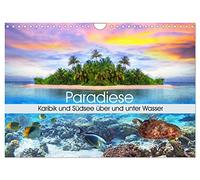 Les paradis. Caraïbes et mers du Sud sur et sous l'eau, Version française (Calendrier mural 2026 DIN A4 portrait), Calendrier CALVENDO mensuel