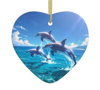 Les pendentifs en céramique en forme de cœur à motif saut de dauphin créent une atmosphère chaleureuse pour les maisons, les fêtes et les cadeaux.