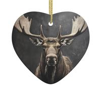 Les pendentifs en céramique en forme de cœur avec impression photo d'élan majestueux créent une atmosphère chaleureuse pour les maisons, les fêtes et les cadeaux.