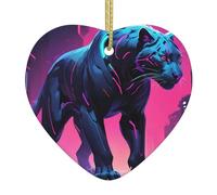 Les pendentifs en céramique en forme de cœur avec imprimé cyber panthère néon créent une atmosphère chaleureuse pour les maisons, les fêtes et les cadeaux.
