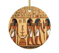 Les pendentifs ronds de Noël en céramique MJHKXLJ anciens imprimés hiéroglyphes égyptiens sont lisses et délicats pour la décoration de vacances, de fête, de danse et de vitrine