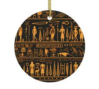 Les pendentifs ronds de Noël en céramique MJHKXLJ anciens imprimés hiéroglyphes égyptiens sont lisses et délicats pour la décoration de vacances, de fête, de danse et de vitrine