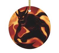 Les pendentifs ronds de Noël en céramique MJHKXLJ Flame Demon sont lisses et délicats pour la décoration de vacances, de fête, de danse et de vitrine