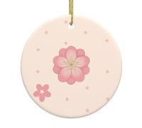 Les pendentifs ronds en céramique de Noël MJHKXLJ Little Pink Cherry Blossoms imprimés sont lisses et délicats pour la décoration de vacances, de fête, de danse et de vitrine