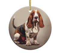 Les pendentifs ronds en céramique de Noël YYHWHJDE Basset Hound sont lisses et délicats pour la décoration de vacances, de fête, de danse et de vitrine