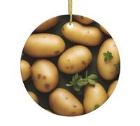 Les pendentifs ronds en céramique de Noël YYHWHJDE Garden Pommes de terre sont lisses et délicats pour la décoration de vacances, les fêtes, la danse et la vitrine