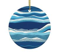 Les pendentifs ronds en céramique de Noël YYHWHJDE Waves in the Sea sont lisses et délicats pour la décoration de vacances, de fête, de danse et de vitrine