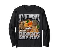 Les pensées intrusives sont Gay drôle Capybara Meme Bootleg Y2K Manche Longue