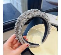 Les perles flamboyantes, Bandeau rembourré for femme, large bandeau orné de strass et de perles, accessoire for cheveux à paillettes(Gray)