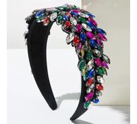 Les perles flamboyantes, Serre-tête coloré orné de strass for femme, bandeau rembourré large style vintage(FG1599)