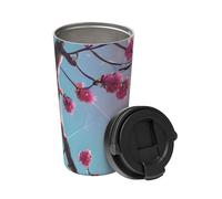 Les petites fleurs roses portent une tasse à café isotherme. Thermos élégant de 500 ml qui garde les boissons chaudes pendant des heures, parfait pour le café, le thé et plus encore.