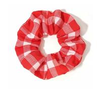Les petites tranches de cheveux, Chouchous 3 pièces en tissu polyester imprimé écossais, corde élastique for cheveux, support for queue de cheval, multicolore(Red)