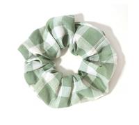 Les petites tranches de cheveux, Chouchous 3 pièces en tissu polyester imprimé écossais, corde élastique for cheveux, support for queue de cheval, multicolore(Green)