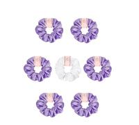 Les petites tranches de cheveux, Chouchous en tissu satiné for femmes, 7 pièces, multicolores, for queue de cheval épaisse et bou Purple)