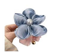 Les petites tranches de cheveux, Chouchous multicolores en Organza avec perles et fleurs, 4 pièces, corde à cheveux tissu extensible(Blue)