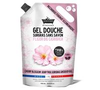 Recharge Gel Douche Fleur de Cerisier 900ml Les Petits Bains de Provence - Gel Douche surgras sans savon, +98% ingrédients naturels, pour mains, corps et cheveux, recyclable