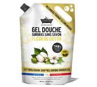 Recharge Gel Douche Fleur de Coton 900ml Les Petits Bains de Provence - Gel Douche surgras sans savon, +98% ingrédients naturels, pour mains, corps et cheveux, recyclable