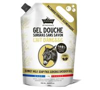 Recharge Gel Douche Lait d'Ânesse 900ml Les Petits Bains de Provence - Gel Douche surgras sans savon, +98% ingrédients naturels, pour mains, corps et cheveux, recyclable