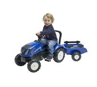 FALK Tracteur à pédales New Holland 3080AB avec remorque Fabriqué en France Dès 2 ans Bleu